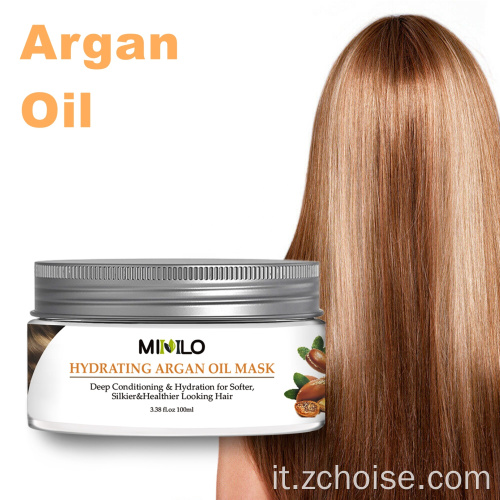 maschera per capelli all&#39;olio di argan marocchino con etichetta privata naturale